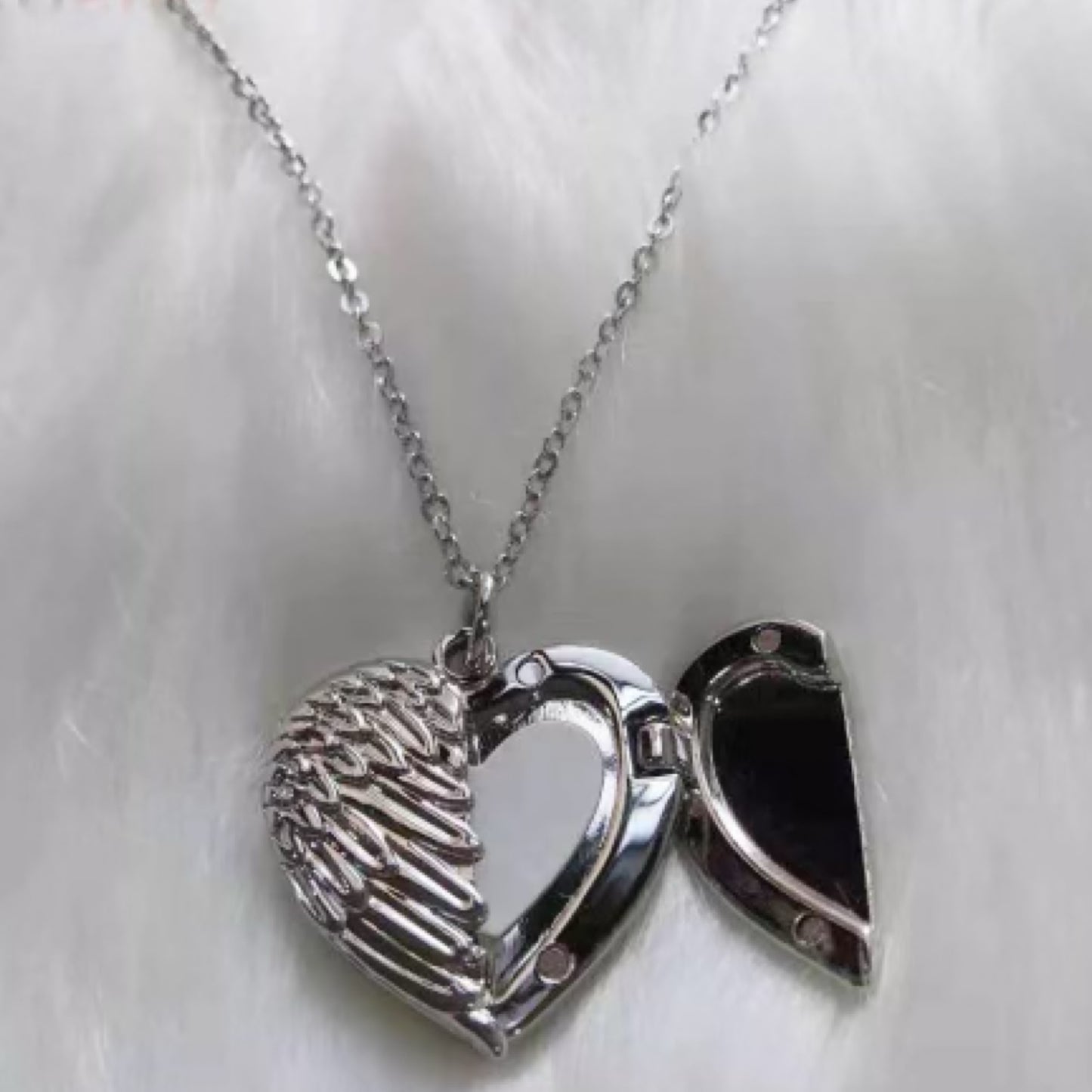 Angel Wing Heart Necklace Locket Pendant - Carolina Blanks And More LLC