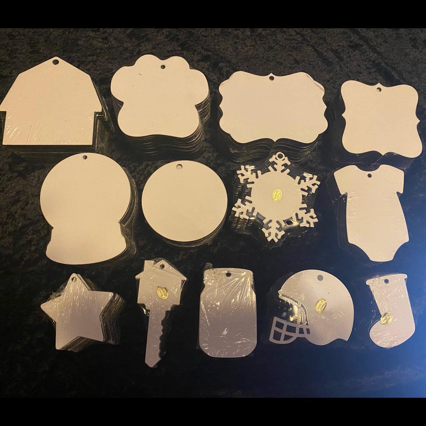 MDF Christmas Ornaments Mixed (6) - Carolina Blanks  And More LLC