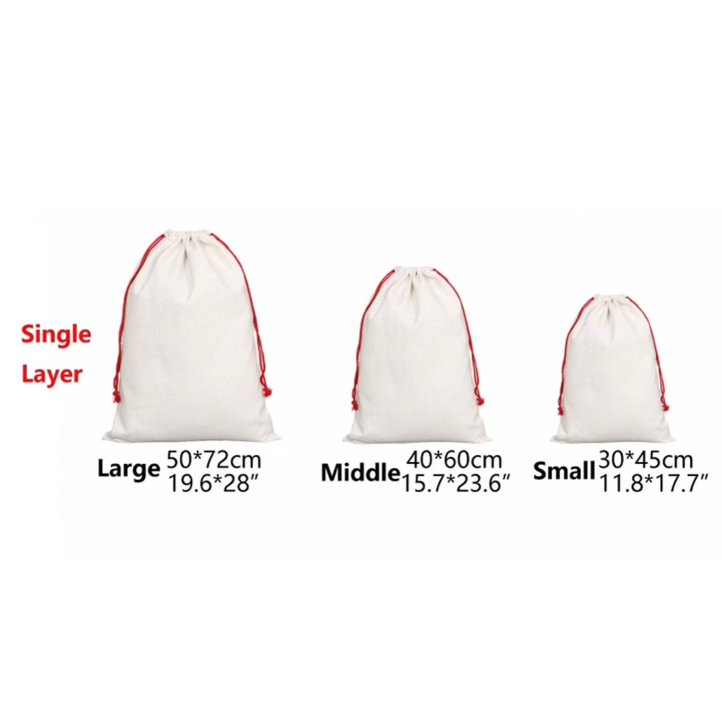 Single Layered Santa Sacks - Carolina Blanks And More LLC