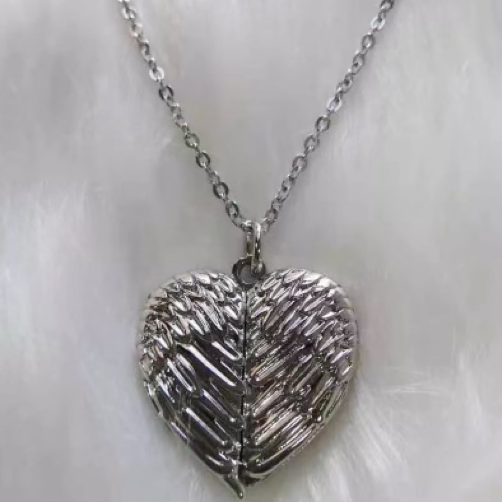 Angel Wing Heart Necklace Locket Pendant - Carolina Blanks  And More LLC