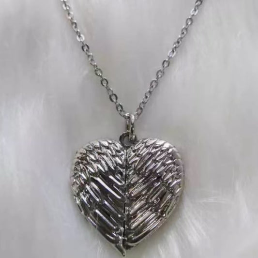 Angel Wing Heart Necklace Locket Pendant - Carolina Blanks  And More LLC