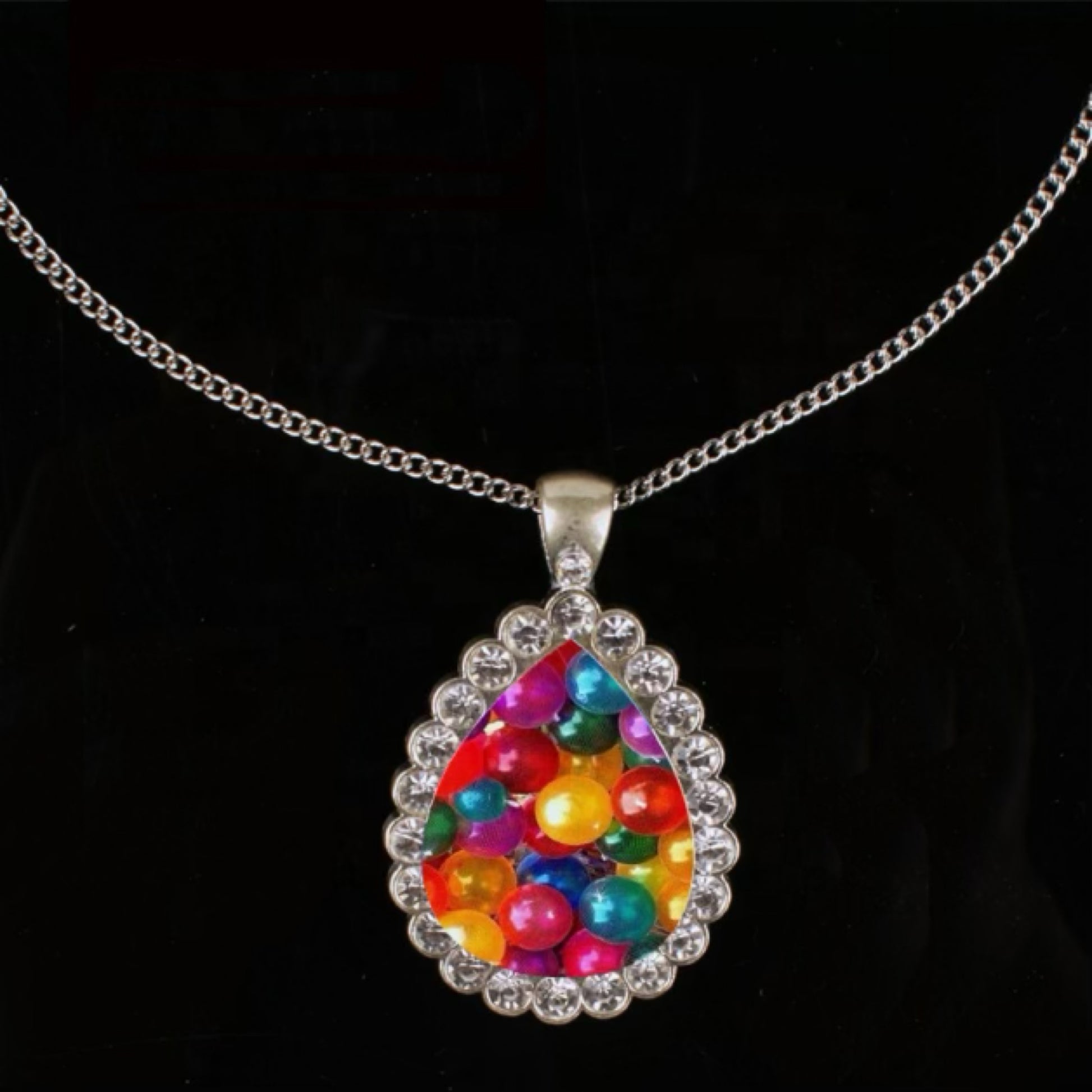 Rhinestone Teardrop Necklace/Pendant - Carolina Blanks  And More LLC