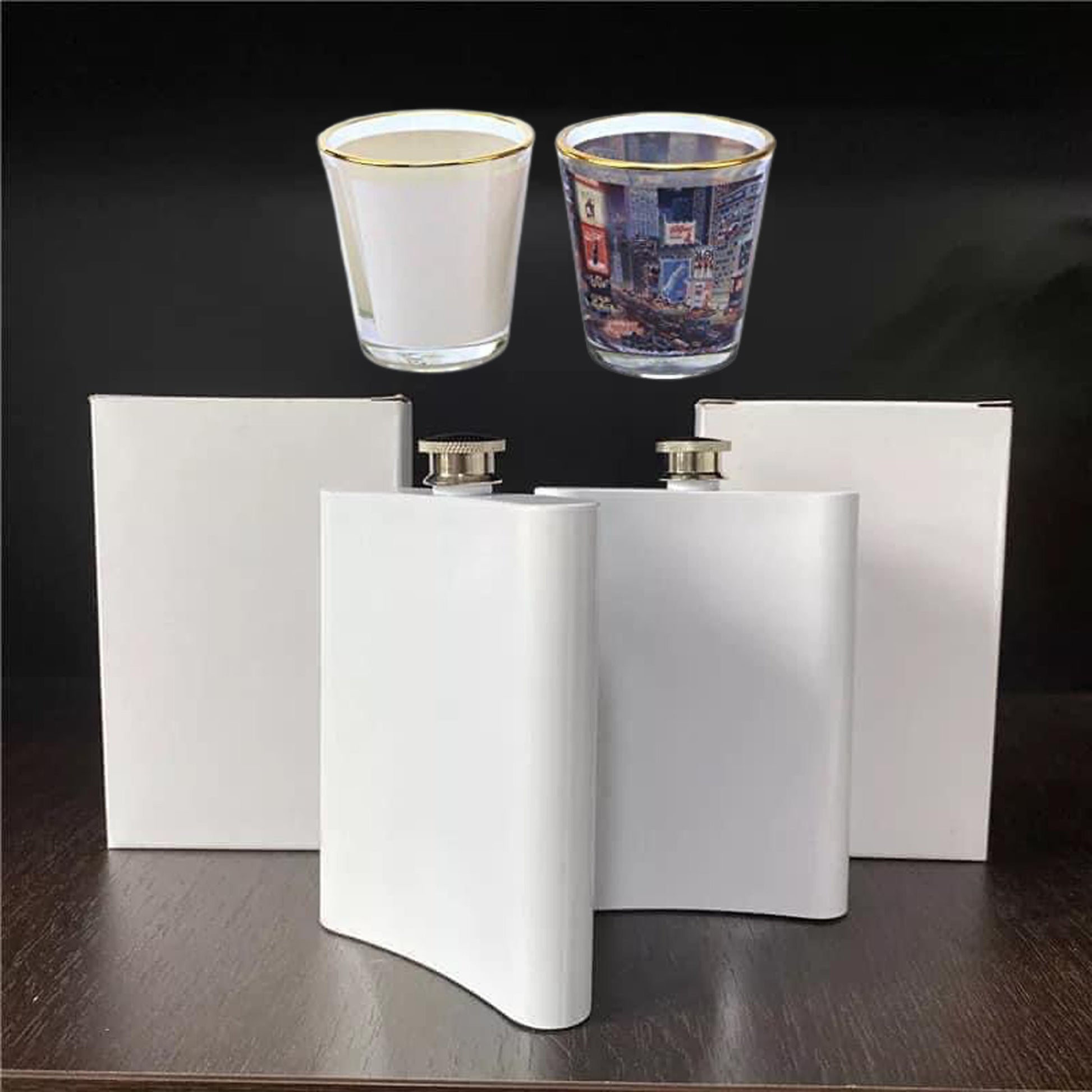 8oz Flasks  & Shot Glasses - Carolina Blanks  And More LLC