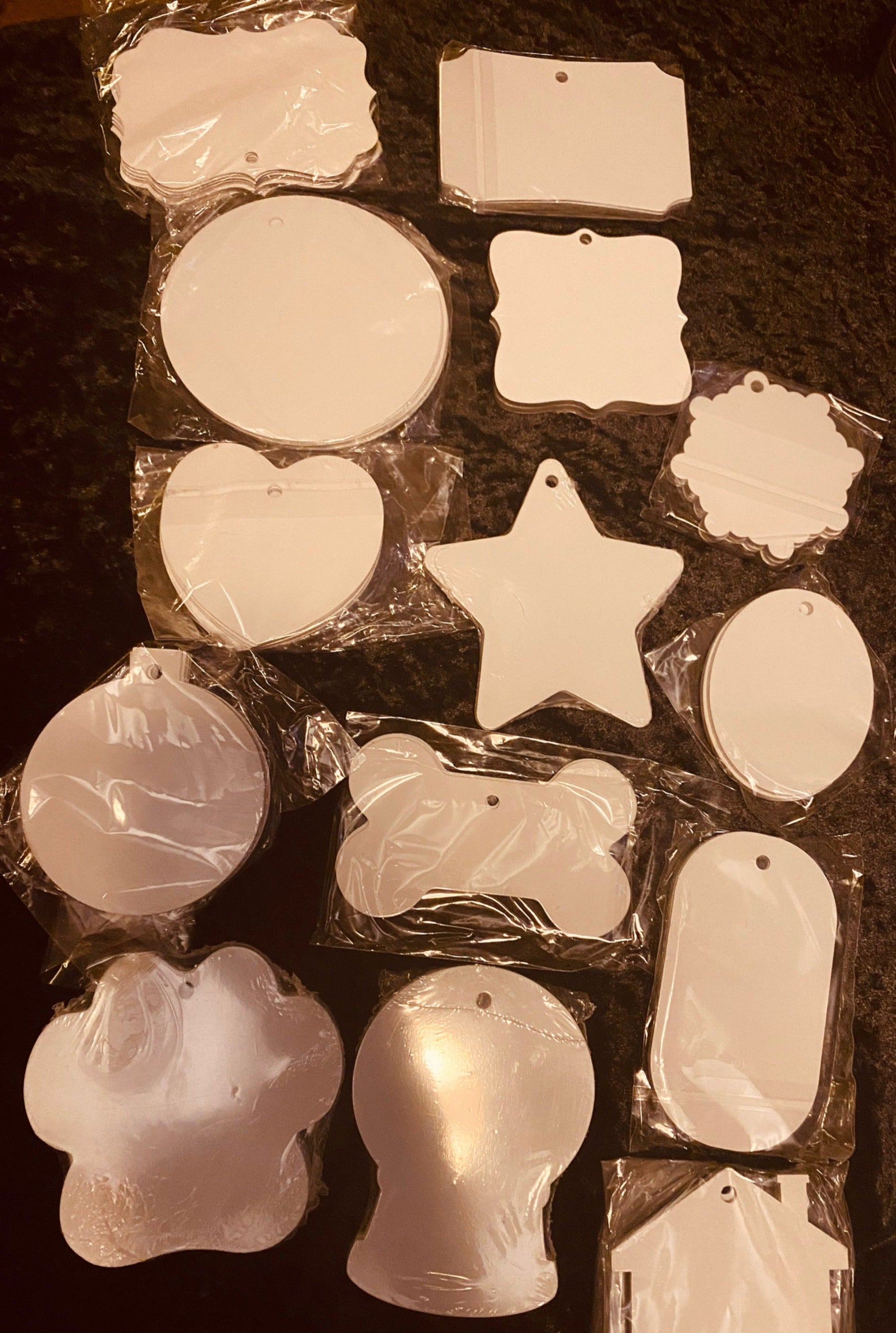 Double Sided Aluminum Christmas Tree Ornaments (6) Pack Mixed - Carolina Blanks  And More LLC