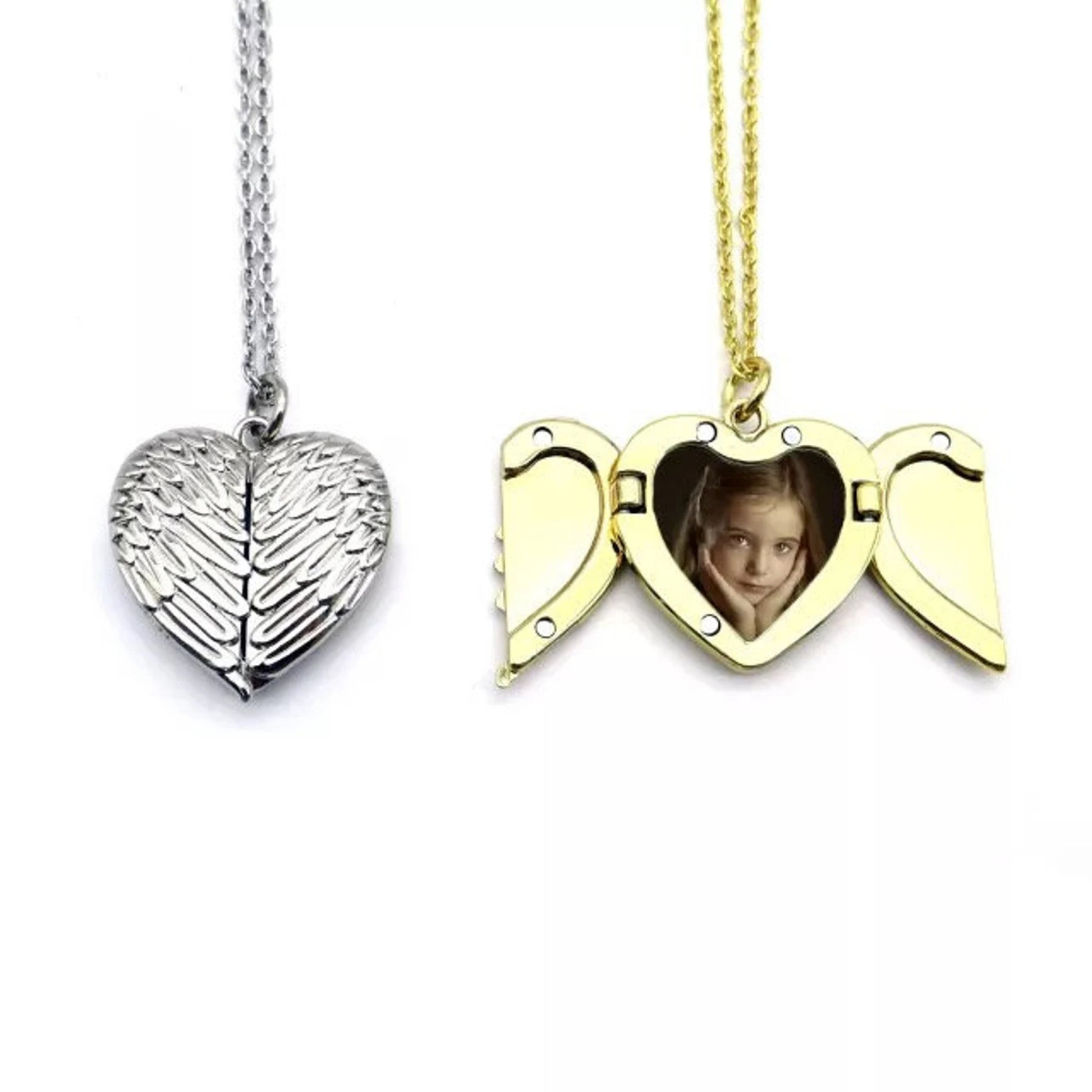 Angel Wing Heart Necklace Locket Pendant - Carolina Blanks  And More LLC