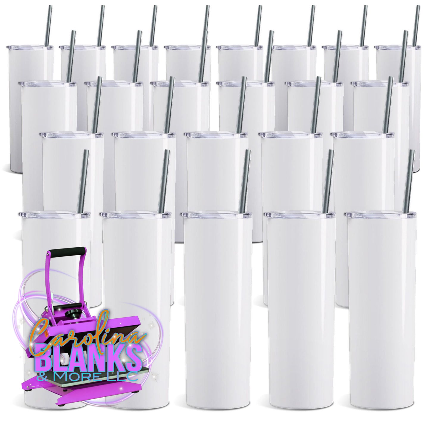 Tumblers 20oz Straight Glossy comes w/box & straw - Carolina Blanks And More LLC