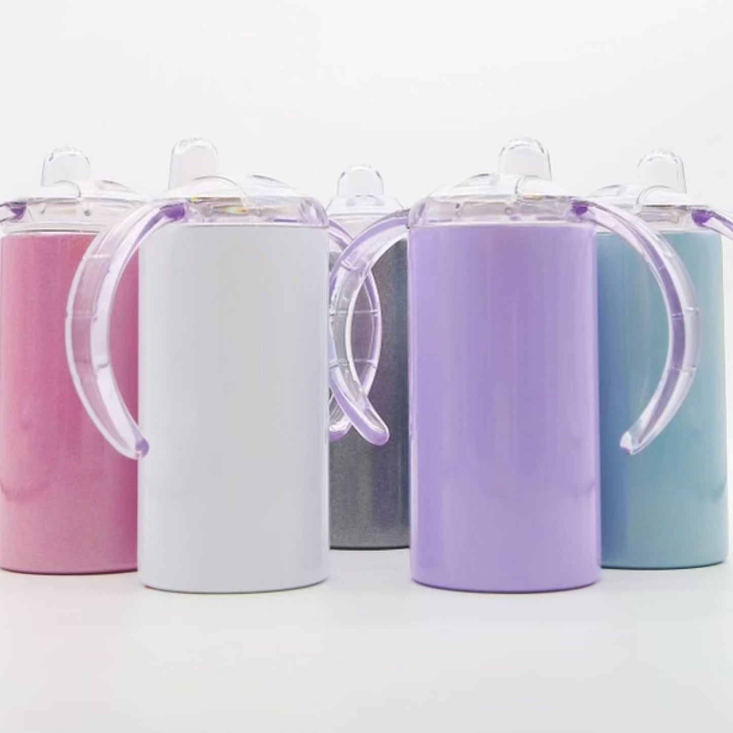 Sippy Cups w/Handles & 2 lids Plain & Shimmer - Carolina Blanks  And More LLC