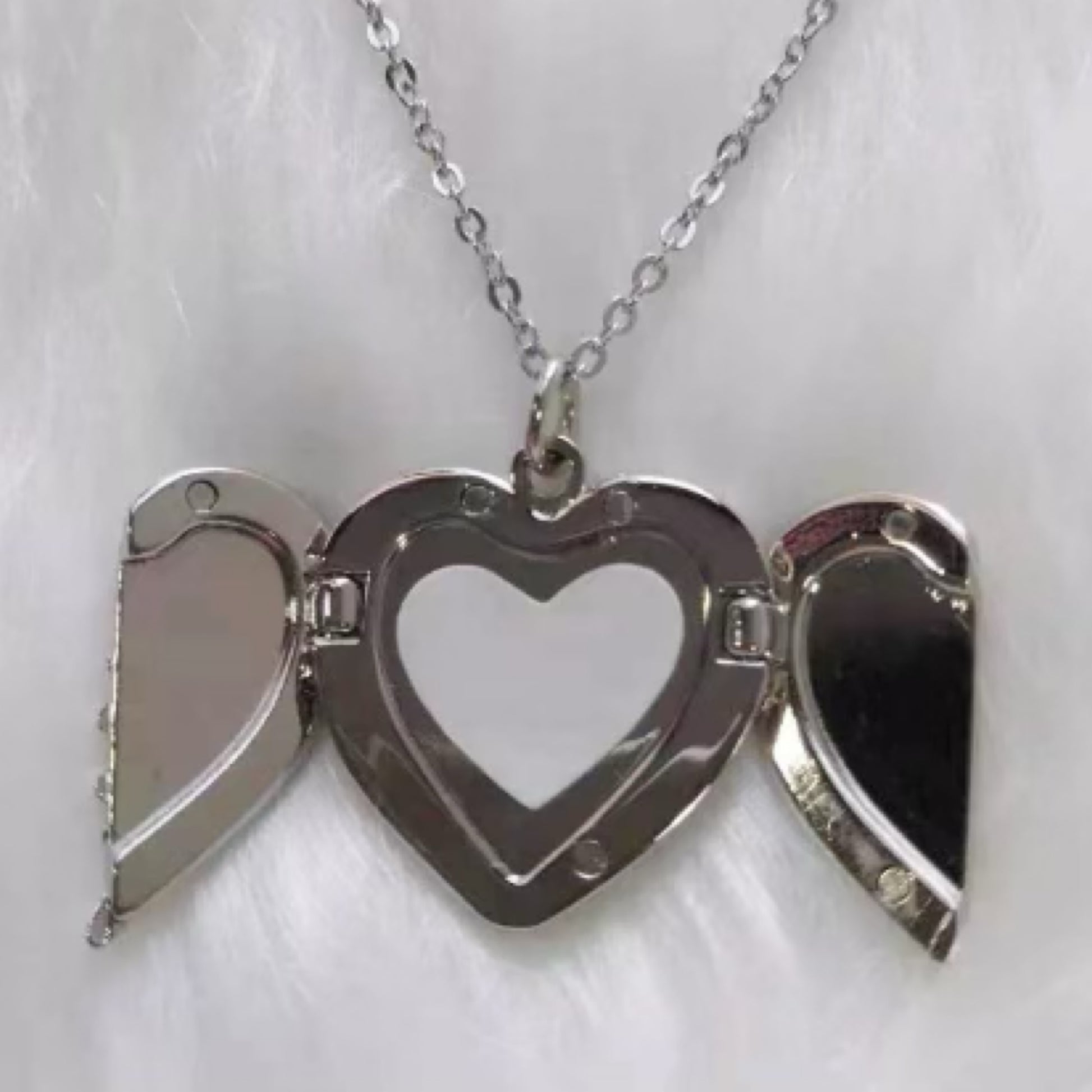 Angel Wing Heart Necklace Locket Pendant - Carolina Blanks  And More LLC
