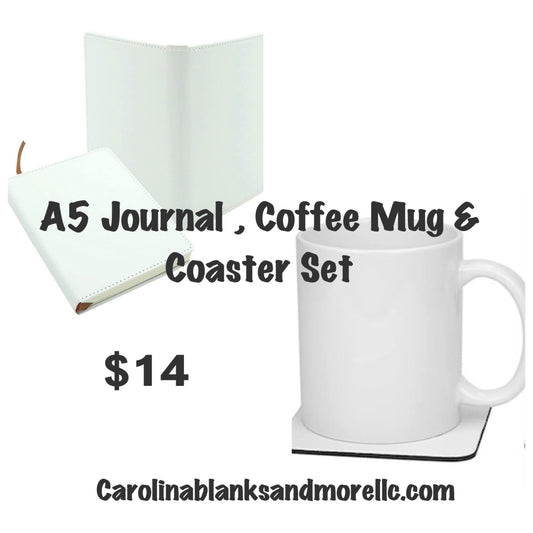 A5 Journal , 11oz Coffee Mug & Coaster - Carolina Blanks  And More LLC