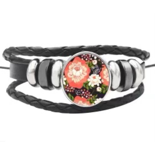 Black Leather Snap Bracelets - Carolina Blanks  And More LLC
