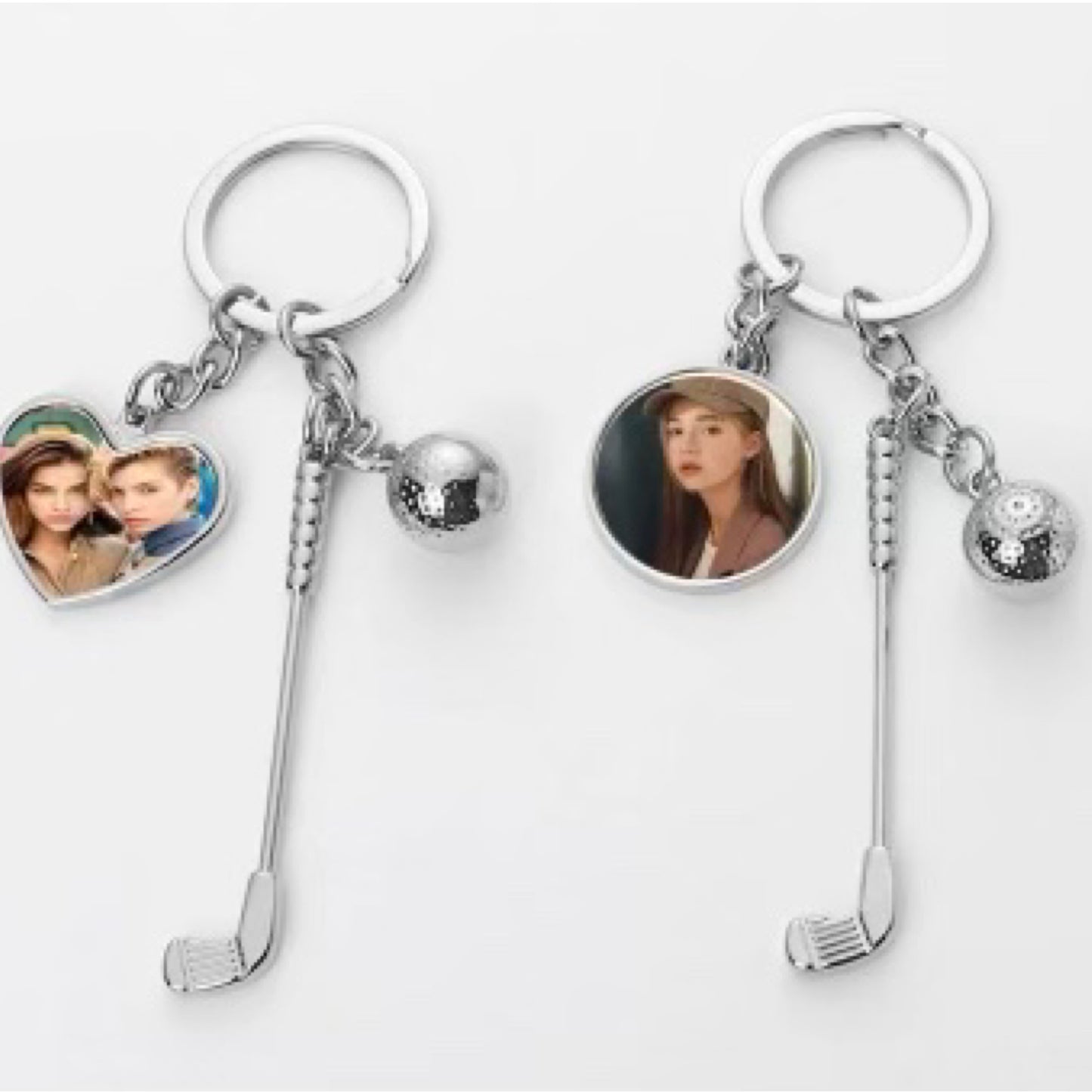 Metal Charm Keychains/Heart/ Circle /Golf - Carolina Blanks  And More LLC