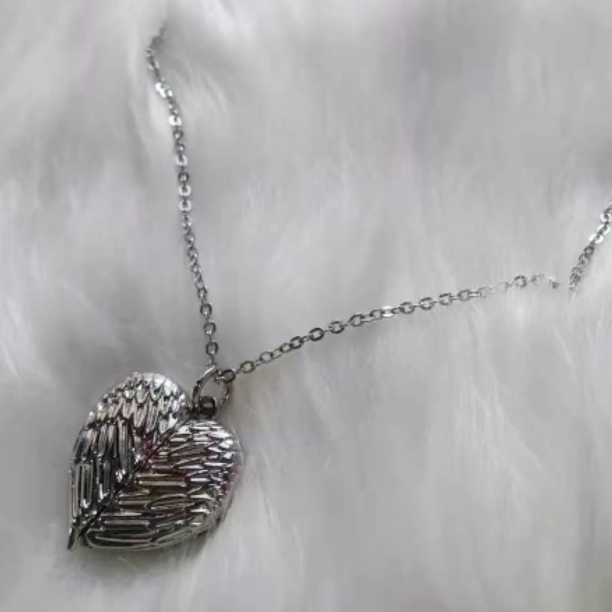 Angel Wing Heart Necklace Locket Pendant - Carolina Blanks  And More LLC