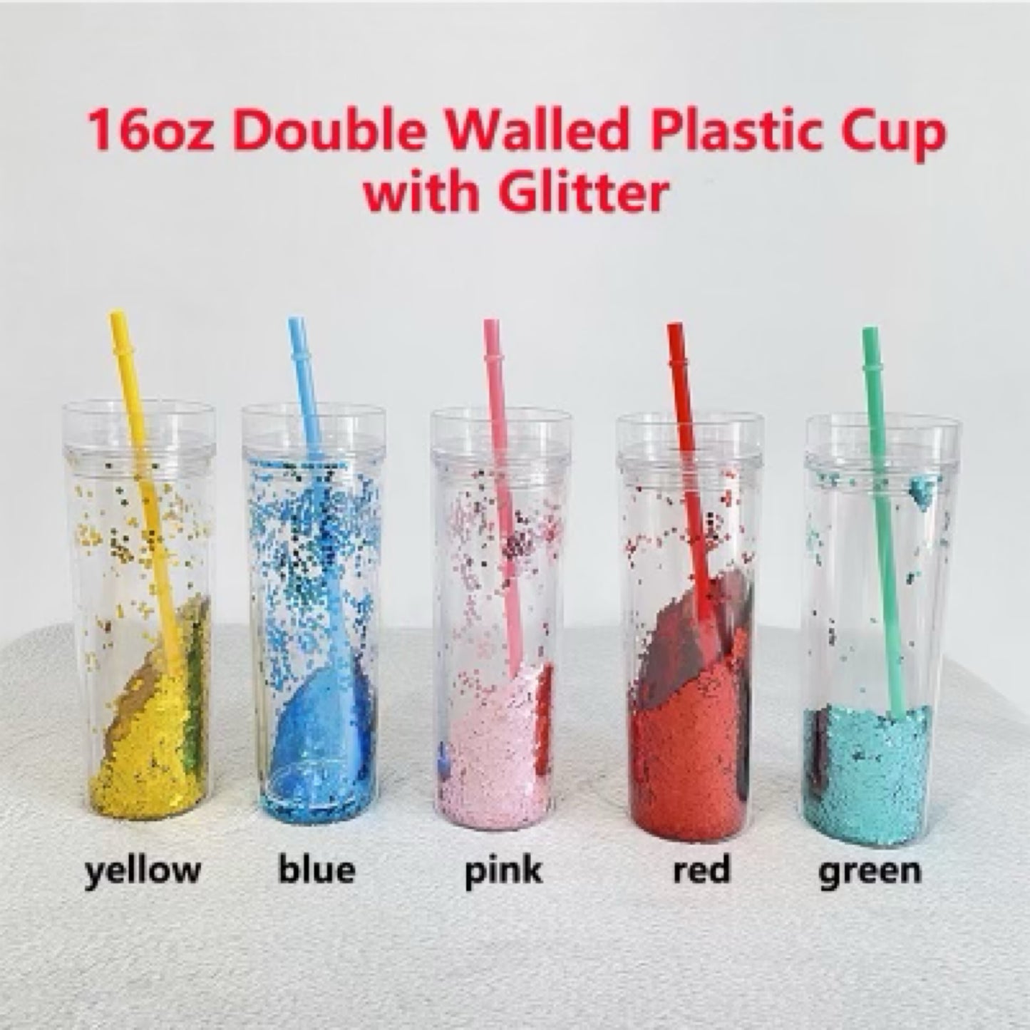 16oz Double Walled Plastic Cup With Glitter - Carolina Blanks  And More LLC